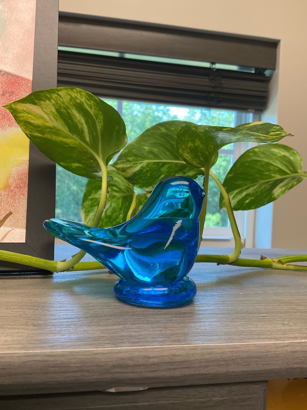 Vintage Leo Ward 1994 Blue Bird Of Happiness Art Glass Signed